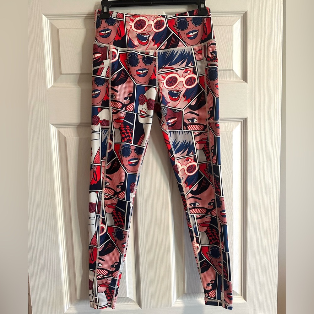 Constantly Varied Gear Red, Navy & White Comic-Style Leggings